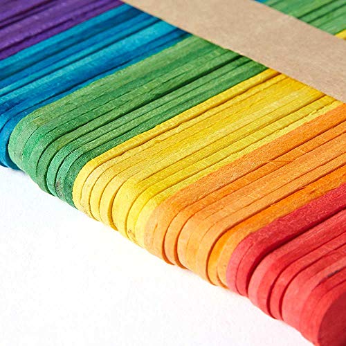 hand2mind Vibrant Rainbow Colored Natural Wood Craft Sticks with R...