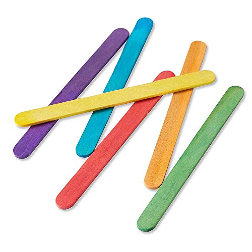 hand2mind Vibrant Rainbow Colored Natural Wood Craft Sticks with R...