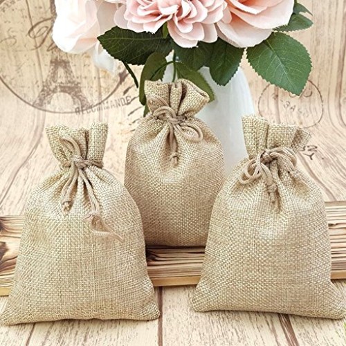 100pcs Burlap Bags with Drawstring, Burlap Gift Bag Jewelry Pouch ...