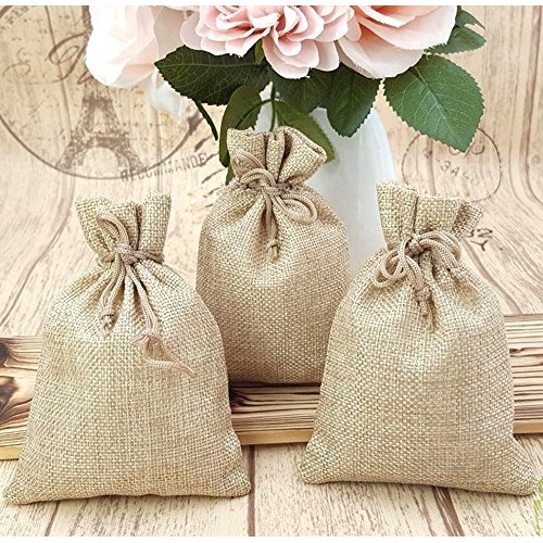 100pcs Burlap Bags with Drawstring, Burlap Gift Bag Jewelry Pouch ...