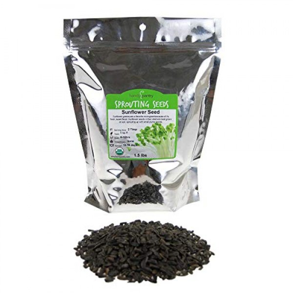 1.5 Lb Organic Non-GMO Black Oil Sunflower Microgreens Seeds and S...