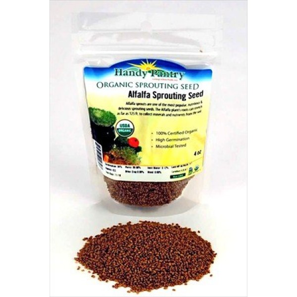 Organic Alfalfa Sprouting Seed - 4 Oz -Handy Pantry Brand - High S...