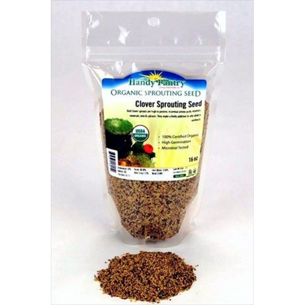 Organic Red Clover Sprouting Seeds - 1 Lb Resealable Bag - Handy P...