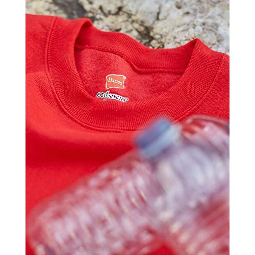 Hanes Mens EcoSmart Fleece Sweatshirt, Safety Orange, Large