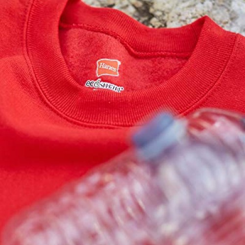 Hanes Mens EcoSmart Fleece Sweatshirt, Safety Orange, Large