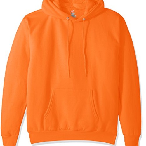 Hanes Mens Pullover EcoSmart Fleece Hooded Sweatshirt, safety ora...