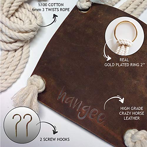 hangee Hanging Planter - 2 PCS Genuine Leather Plant Hangers Indoo...