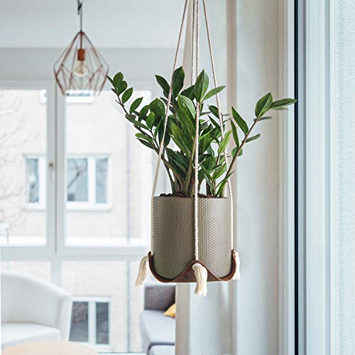 hangee Hanging Planter - 2 PCS Genuine Leather Plant Hangers Indoo...