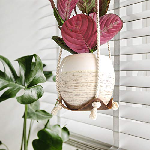 hangee Hanging Planter - 2 PCS Genuine Leather Plant Hangers Indoo...