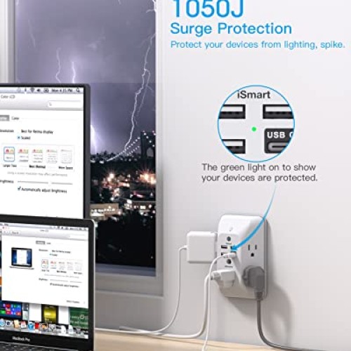 Outlet Extender with Night Light, Multi Plug Outlet, USB Wall Char...