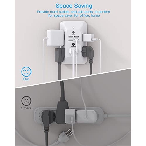 Outlet Extender with Night Light, Multi Plug Outlet, USB Wall Char...