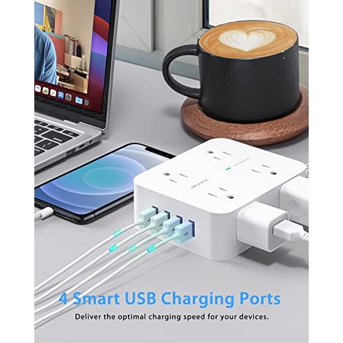 Surge Protector Power Strip - 8 Widely Outlets with 4 USB Charging...