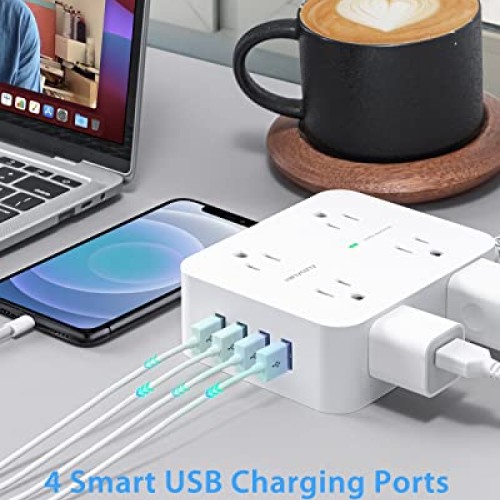 Surge Protector Power Strip - 8 Widely Outlets with 4 USB Charging...