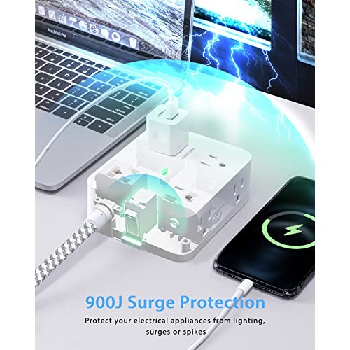 Surge Protector Power Strip - 8 Widely Outlets with 4 USB Charging...
