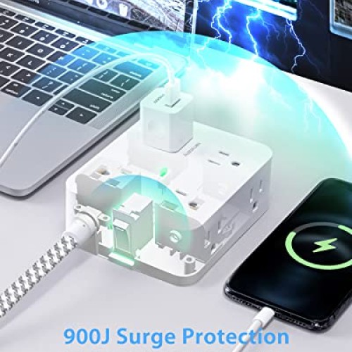 Surge Protector Power Strip - 8 Widely Outlets with 4 USB Charging...