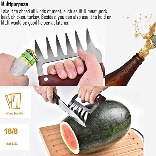 Haomacro Meat Shredder Claws Set of 2,Wood Stainless Steel Meat Cl...