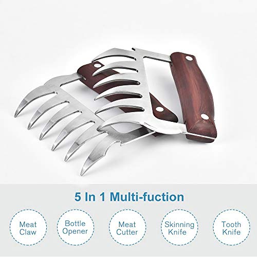 Haomacro Meat Shredder Claws Set of 2,Wood Stainless Steel Meat Cl...