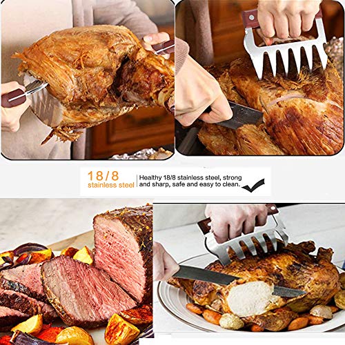 Haomacro Meat Shredder Claws Set of 2,Wood Stainless Steel Meat Cl...