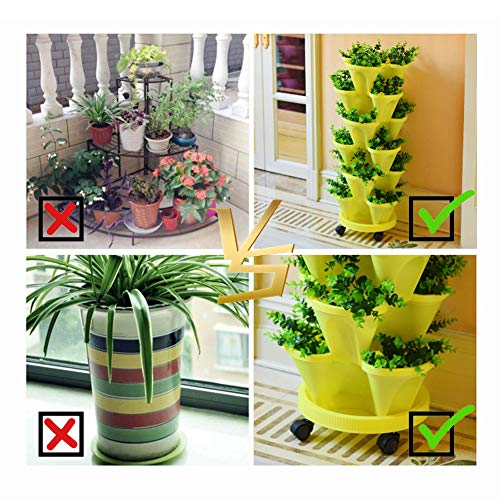 Haozhixin 3-Tier Strawberry Pot Stackable Vertical Flower Pots Set...