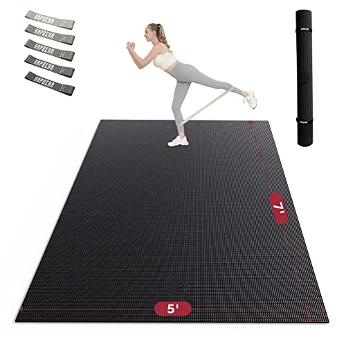Extra Large Exercise Mat -HAPBEAR 7x5x8mm1/3 inch, Non Slip, U...