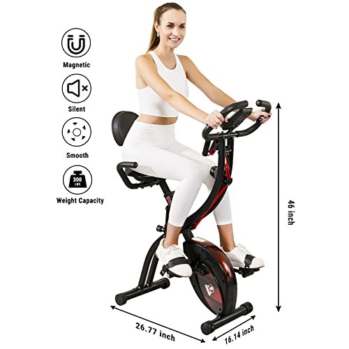 HAPBEAR Folding Exercise Bike Magnetic Foldable Stationary Bike, 3...