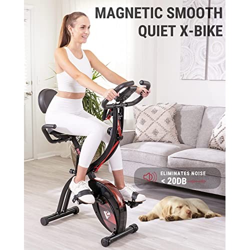 HAPBEAR Folding Exercise Bike Magnetic Foldable Stationary Bike, 3...