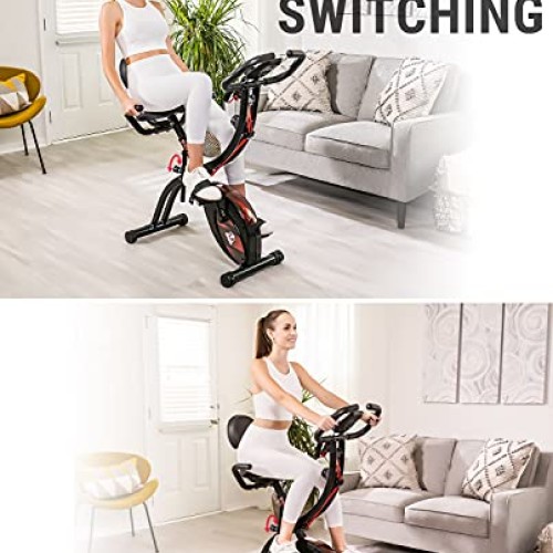 HAPBEAR Folding Exercise Bike Magnetic Foldable Stationary Bike, 3...