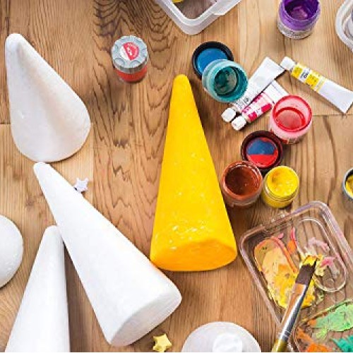 Happyyami 12pcs Craft Foam Cone White Styrofoam Cones for DIY Home...