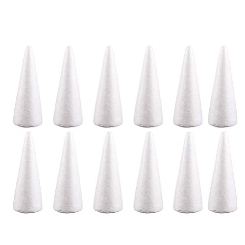 Happyyami 12pcs Craft Foam Cone White Styrofoam Cones for DIY Home...