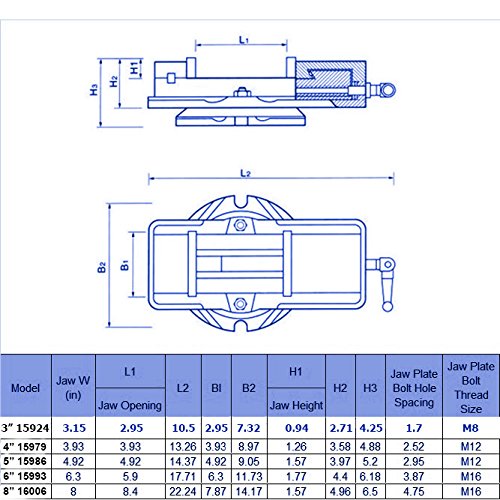 HFS Tm 3 Milling Machine Lockdown Vise -Swiveling Base - Harden...