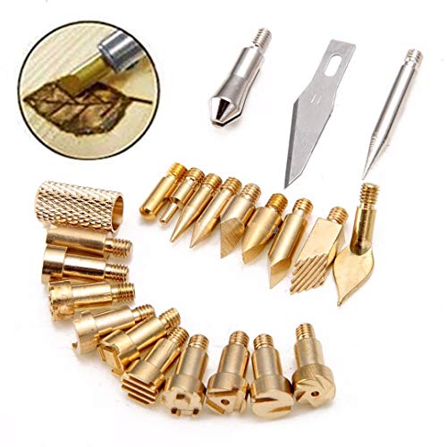 HARIKA 22pcs Copper Wood Burning Pen Tips 3.7mm Stencil Soldering ...