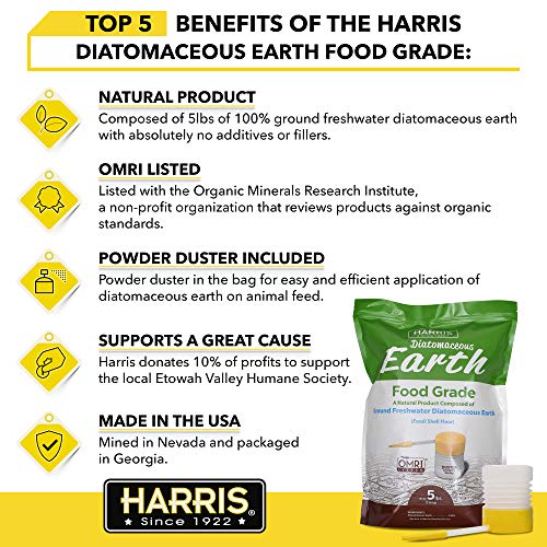 HARRIS Diatomaceous Earth Food Grade, 5lb with Powder Duster Inclu...