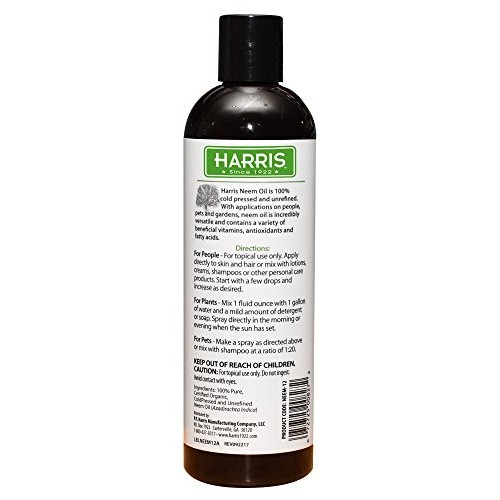 Harris Neem Oil, 100% Cold Pressed and Unrefined, Cosmetic Grade, ...