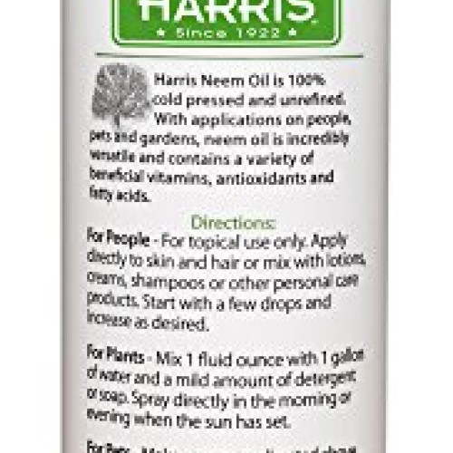 Harris Neem Oil, 100% Cold Pressed and Unrefined, Cosmetic Grade, ...