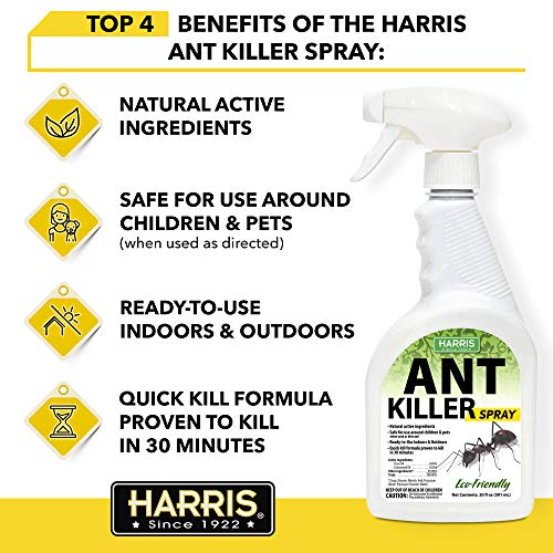 HARRIS New Ant Spray, Plant Oil Based Quick Ant Killer Formula for...
