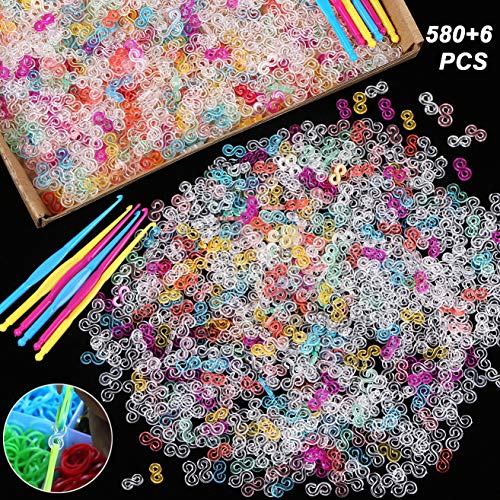 Hartop 580 Pieces S Clips Crochet Hooks DIY for Rainbow Refill Kit...