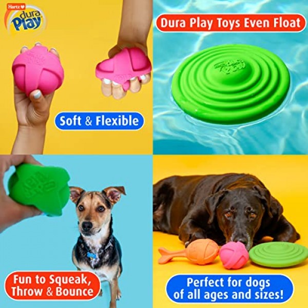 HARTZ Dura Play Soft Dog Bone Toy, Assorted Colors, 1 Ea, for Medi...