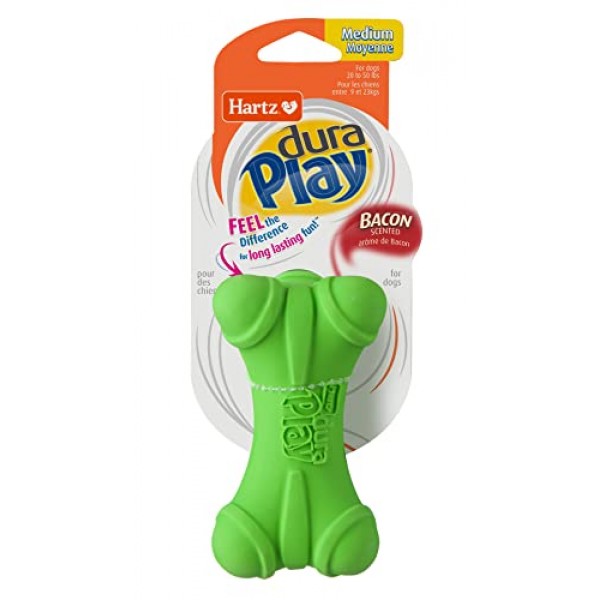 HARTZ Dura Play Soft Dog Bone Toy, Assorted Colors, 1 Ea, for Medi...