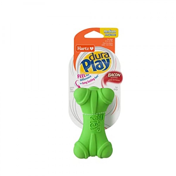 HARTZ Dura Play Soft Dog Bone Toy, Assorted Colors, 1 Ea, for Medi...