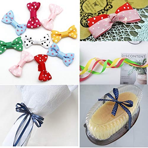Grosgrain Ribbons 3/8 Inch Polka Dot Ribbon Multi Color Fabric Rib...