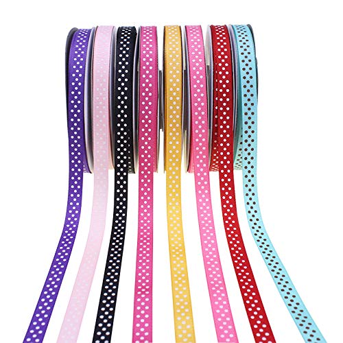 Grosgrain Ribbons 3/8 Inch Polka Dot Ribbon Multi Color Fabric Rib...