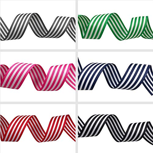 Red and White Striped Ribbon, Grosgrain Ribbon 1 Inch, Christmas F...