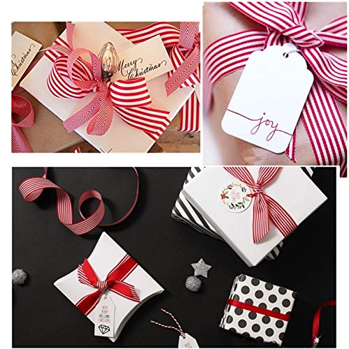 Red and White Striped Ribbon, Grosgrain Ribbon 1 Inch, Christmas F...