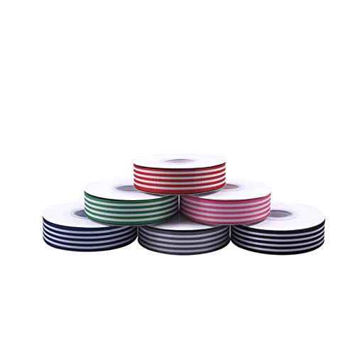 Stripe Grosgrain Ribbon 1 Inch, Multi Color Premium Christmas Fabr...