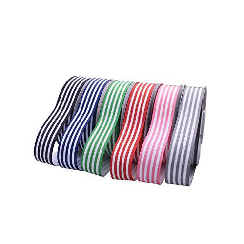 Stripe Grosgrain Ribbon 1 Inch, Multi Color Premium Christmas Fabr...