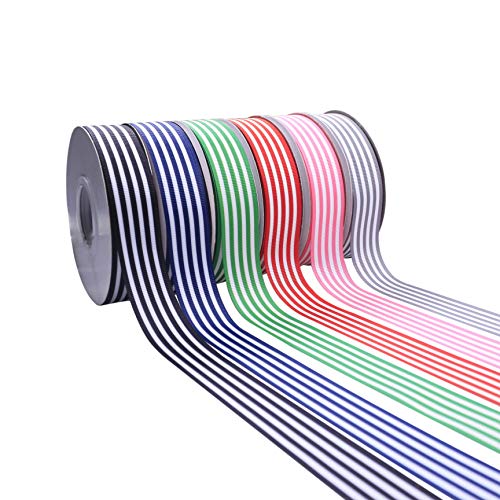 Stripe Grosgrain Ribbon 1 Inch, Multi Color Premium Christmas Fabr...