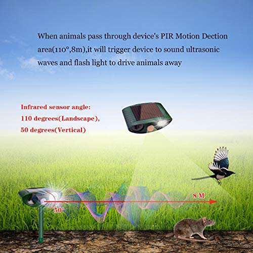 Cat Deer Mole Animal Repellent Outdoor for Plants,Ultrasonic Solar...