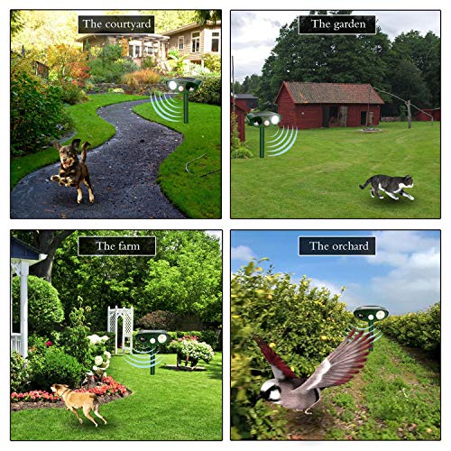 Cat Deer Mole Animal Repellent Outdoor for Plants,Ultrasonic Solar...