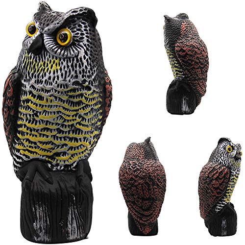Hausse Solar Powered Fake Owl Decoy Scarecrow Decoy with Flashing ...