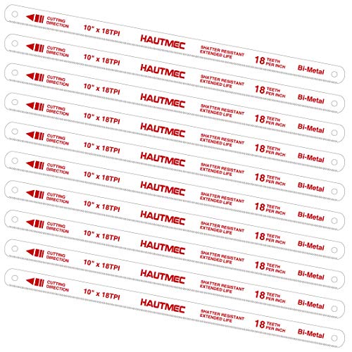 HAUTMEC 10 Hacksaw Blades Replacement Bi-Metal10 Pack 18 TPI Hi...